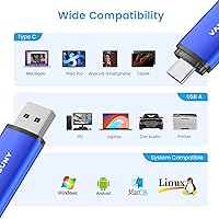 Vista 6 de Vansuny Unidad flash USB tipo C de 32 GB 2 en 1 USB A + cinta C OTG Flash Drive para Android Smartphone Tablet Computadora Portátil (azul)
