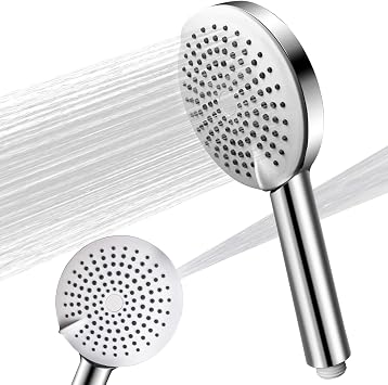 Shower Head, 5 Modes High Pressure Head with Unique Power Jet and Pause Funtion, Large for Low Water Pressure, Saving Replacement Handheld Universal, White, SH-5-01