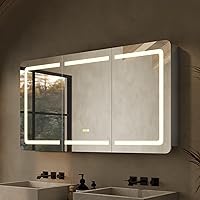 imgflx 60x32 LED Lighted Medicine Cabinet Mirror - Wall Mounted 3-Door Bathroom Vanity Storage with Bright Lights