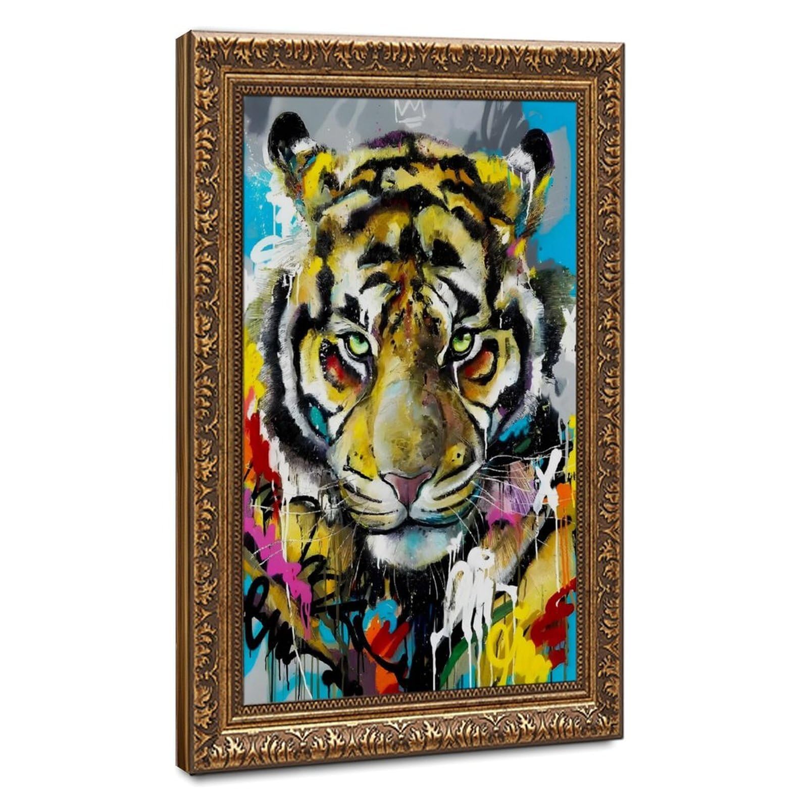 Bareronor Off-White Abstract Tiger Poster Canvas Poster Bedroom Decor Landscape Office Room Decor Gift 24" L X 36" W