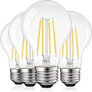 LUXRITE Vintage A19 LED Light Bulbs 100 Watt Equivalent, 1600 Lumens, 4000K Cool White, Dimmable Edison Light Bulbs, 12W, Damp Rated, UL Listed, Clear Glass Filament Bulb, E26 Medium Base (4 Pack)