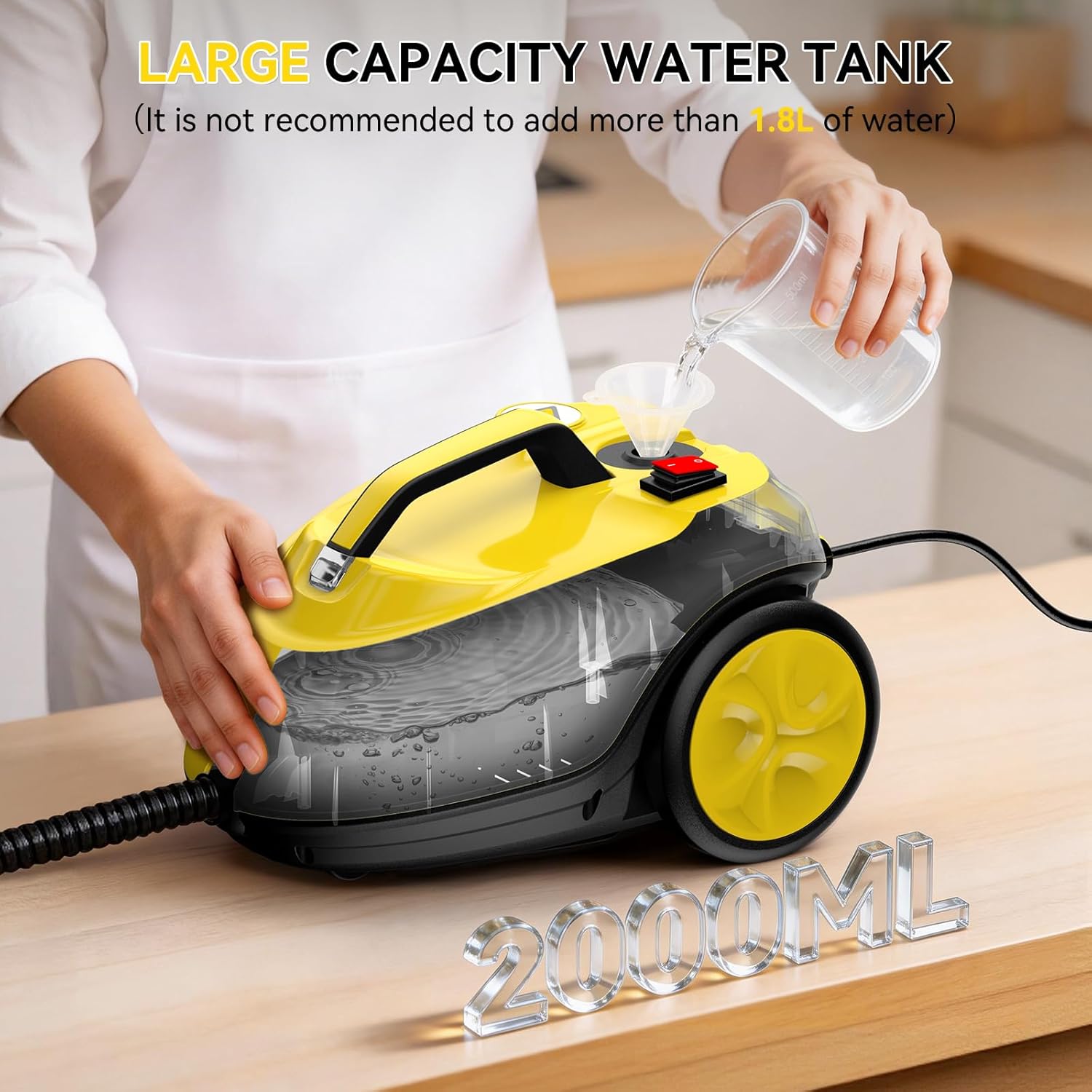 Steam Cleaner for Home, 2000W Handheld Steamer with 24 PCS Accessories - 73PSI High Pressure & 2L Tank Clean Car, Floor, Kitchen, Bathroom Windows, Grout, Sofa