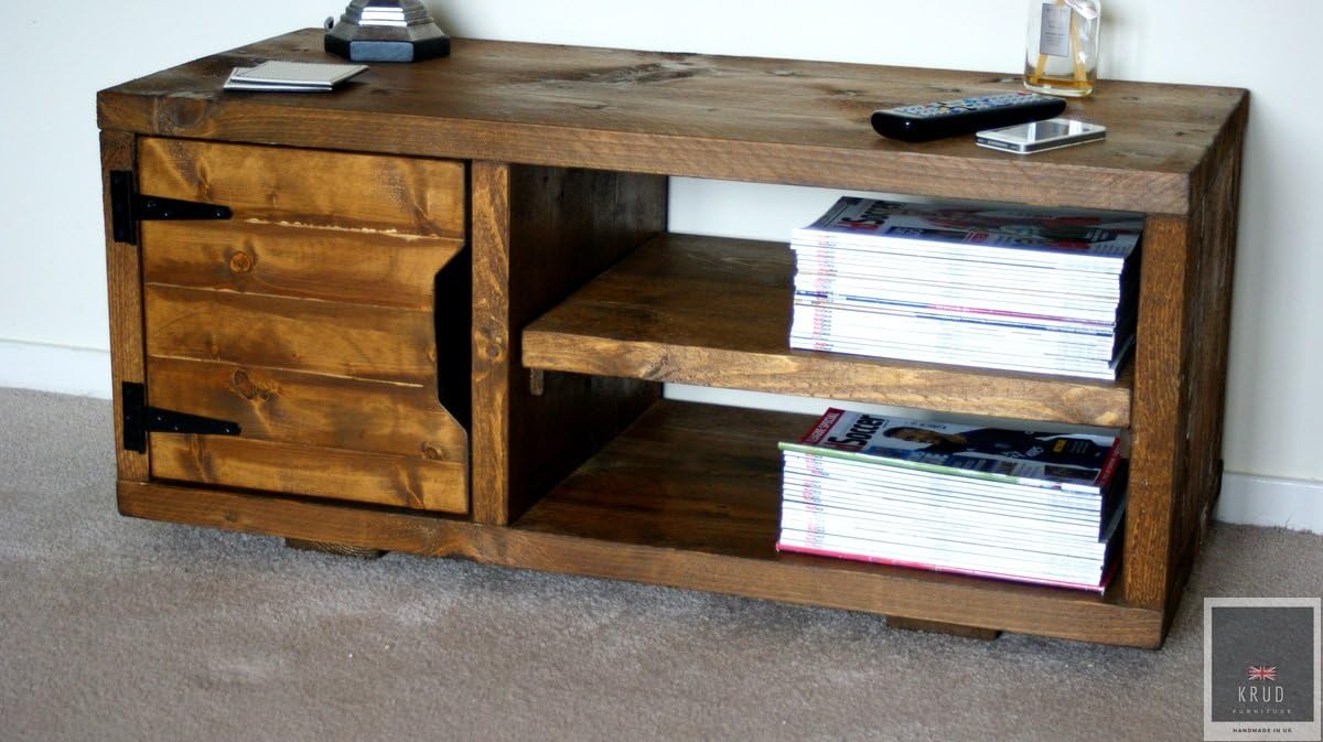 KRUDK23~Teak - 100cm ~Retro TV Stand~Handmade~Solid Wood~Scaffold Style~24 Colours~Industrial~Chunky~Rustic~Country~TV Stand~Cabinet
