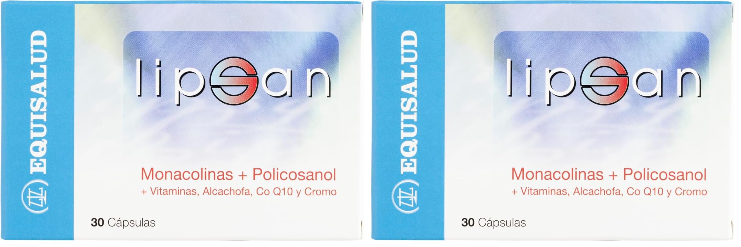 Lipsan - Suplemento para el Control del Colesterol y Triglicéridos - Levadura de Arroz Rojo, Coenzima Q10, Alcachofa y Policosanol - 30 Cápsulas (Paquete de 2)