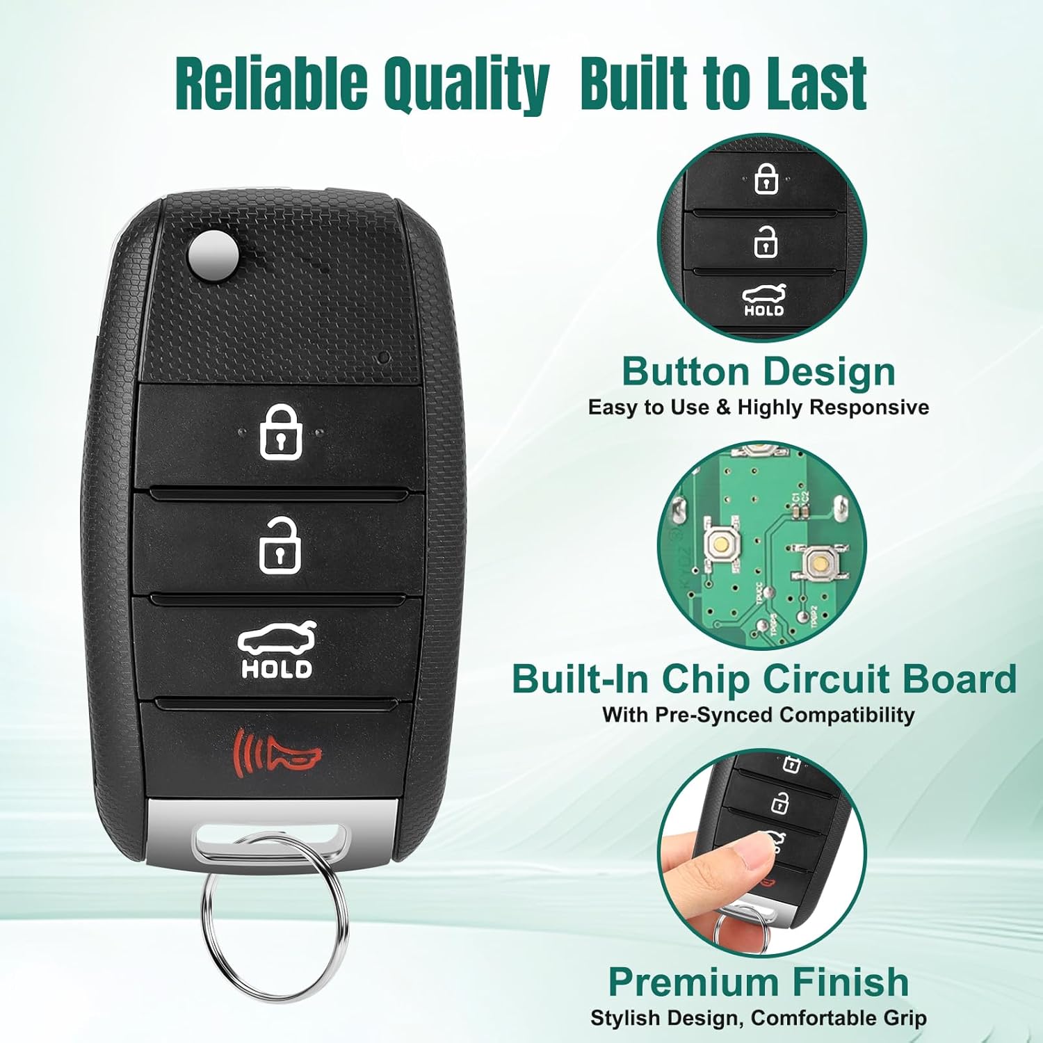 Key Fob Replacement Fits for Kia Optima 2016 2017 2018 2019 2020, Smart Proximity Keyless Entry Remote Control SY5JFRGE04 95430-D4010, 95430-04000 4 Button 434 MHz