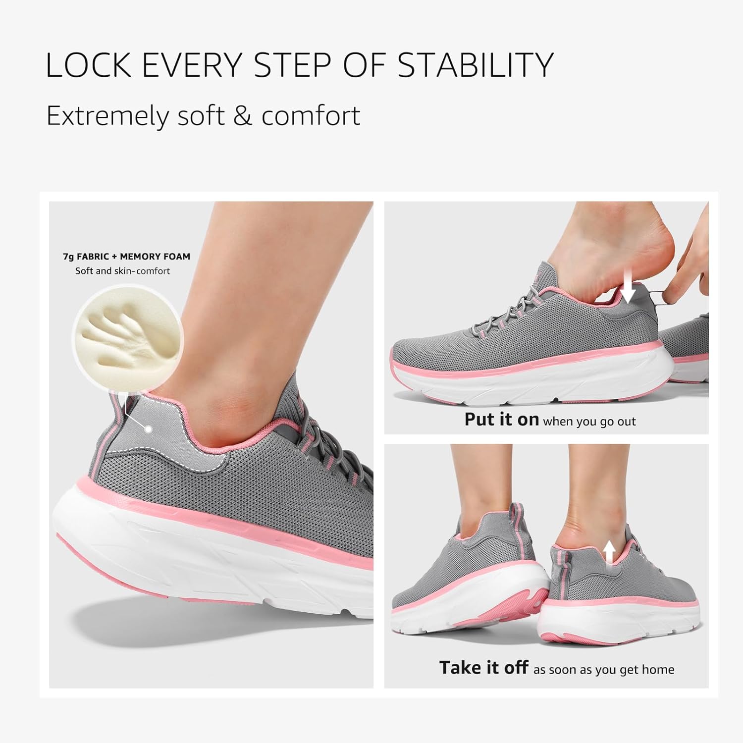 STQ Slip on Sneakers Women Orthopedic Walking Shoes for Plantar Fasciitis Relief Cushioned Sole Arch Support Breathable Non Slip Tennis Athletic Gym Workout Comfort Memory Foam Fashion Sneaker - Image 7
