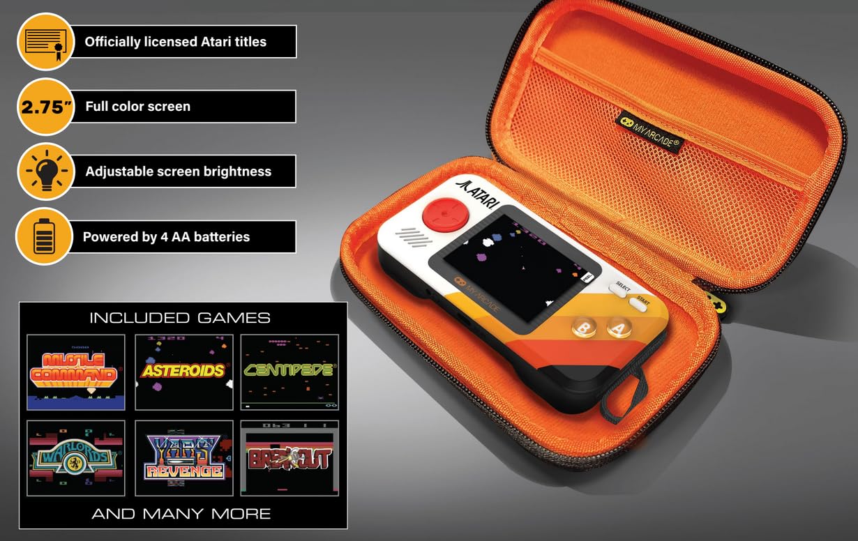 MY ARCADE DGUNL-7146 Atari Pocket Player Pro Système de jeu portable avec étui de transport