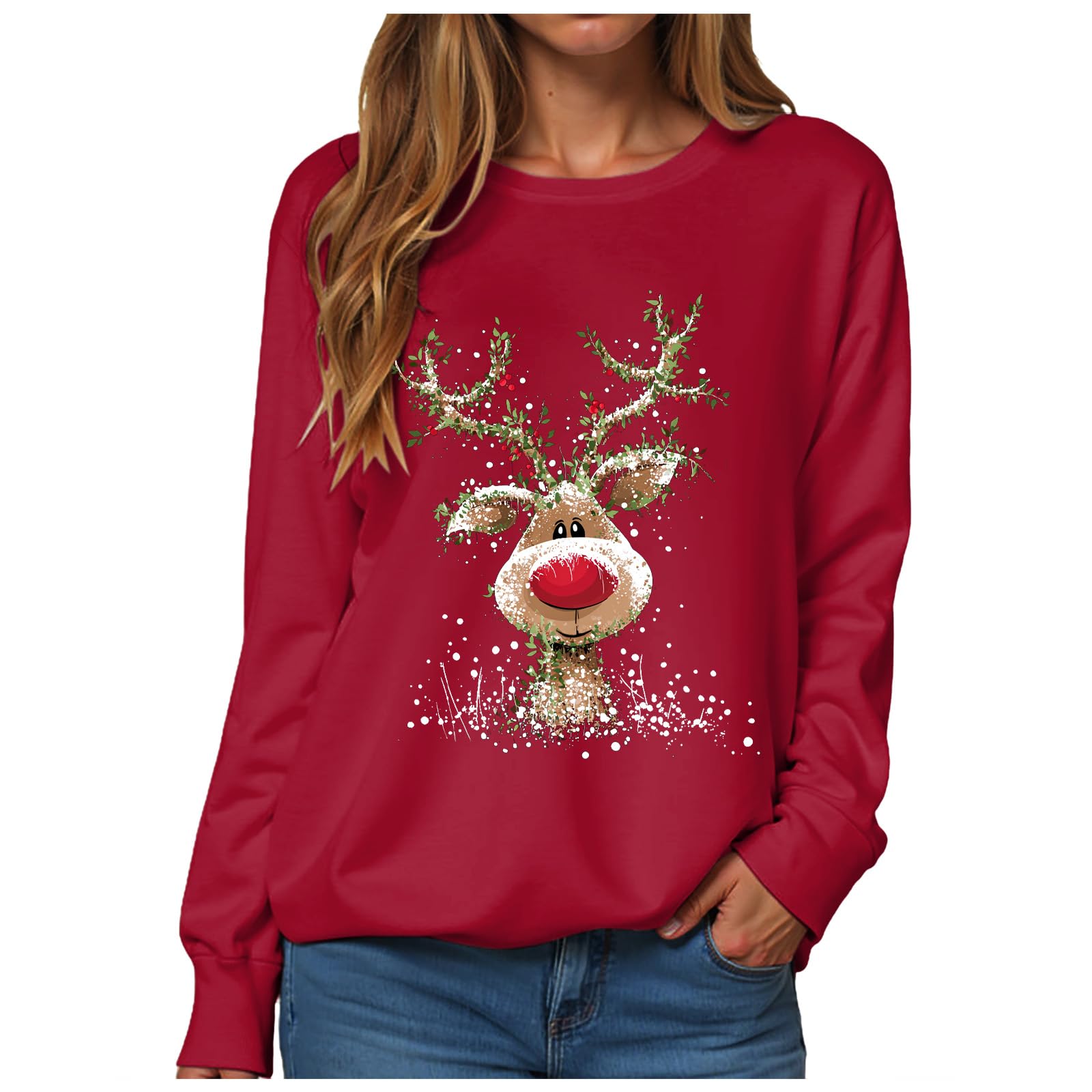 Christmas Sweatshirts for Women 2025 Xmas Sweater Funny Merry Sweat Shirt Xmas Holiday Long Sleeve Pullover