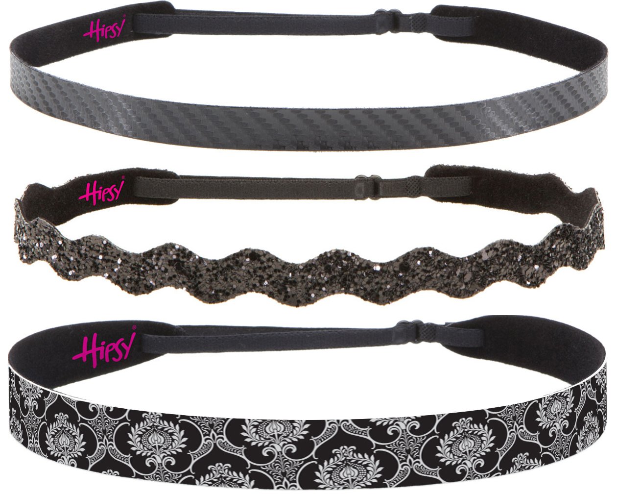 Hipsy Cute Fashion Adjustable No Slip Hairband Headbands for Women Girls & Teens (Running Black Headband 3pk)