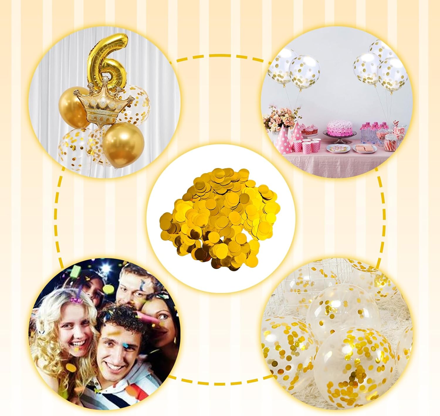 8000 Piece Gold Confetti Set, Gold Confetti, Assorted Sizes
