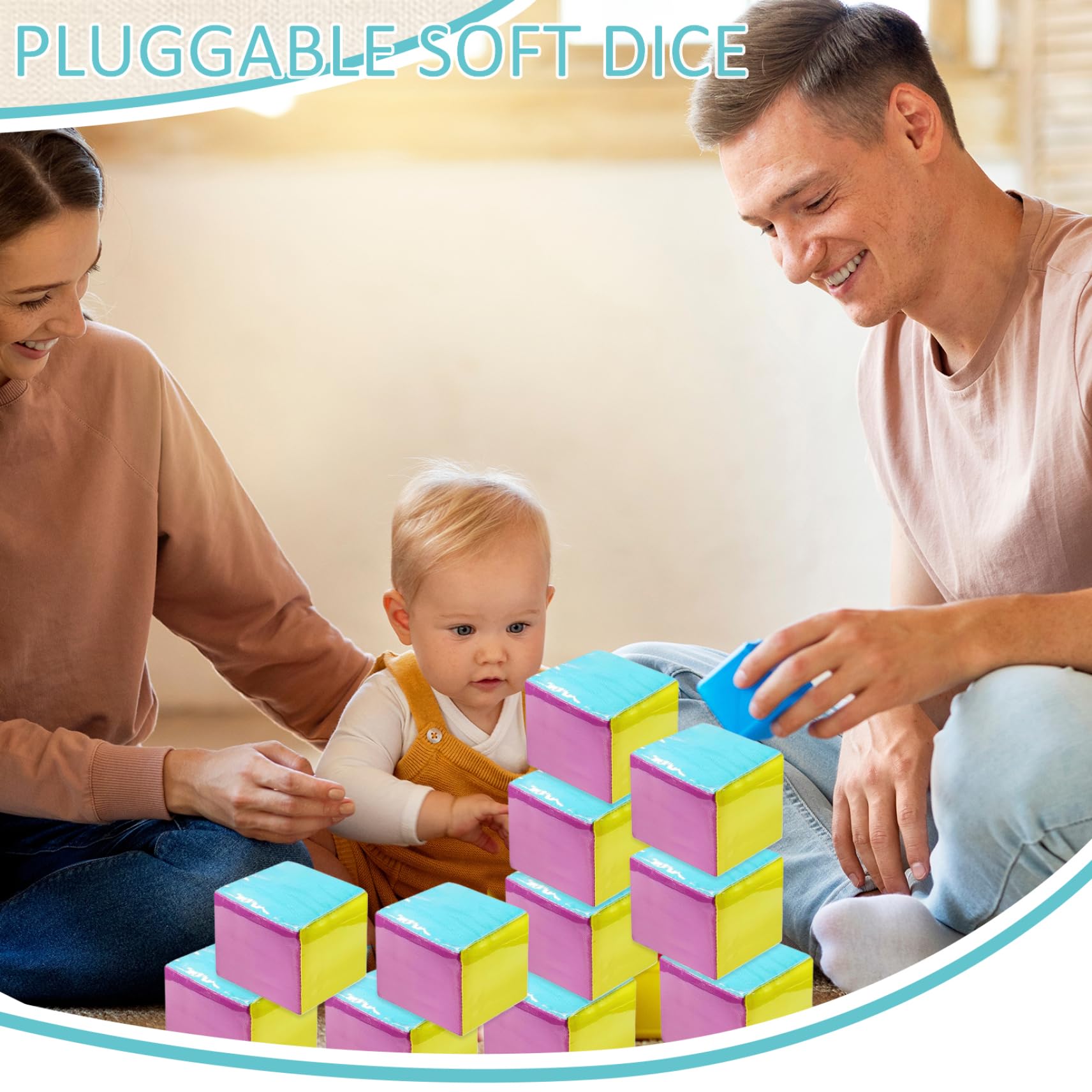 Dadi Grandi, Dadi tascabili Cubi Quadrati in Morbida Schiuma da 3, 9 Pollici con Tasca Trasparente a 6 Lati, Cubi di apprendimento Fai-da-Te, Gioco educativo per l'insegnamento,