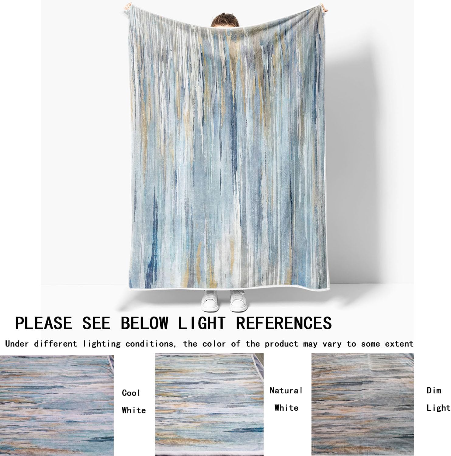 JAWO Throw Blanket, Light Blue Blankets Abstract Soft Blankets for Couch Sofa Bedroom, Morden Blue Cool Colors Blanket for Women Girls Gifts,50X60IN - Image 5