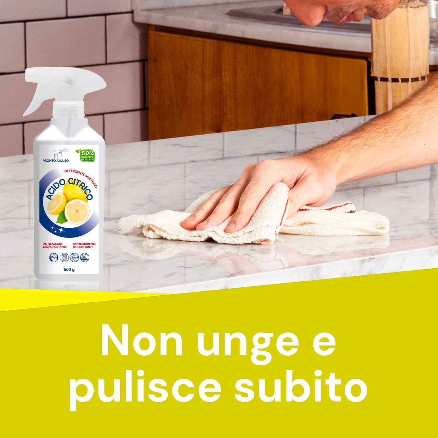 Acido Citrico Smapiù Multiuso Disincrostante e Anticalcare, Formulazione Concentrata 500ml al Profumo di Limone per Pulizia Efficace su Tutte le Superfici (1)