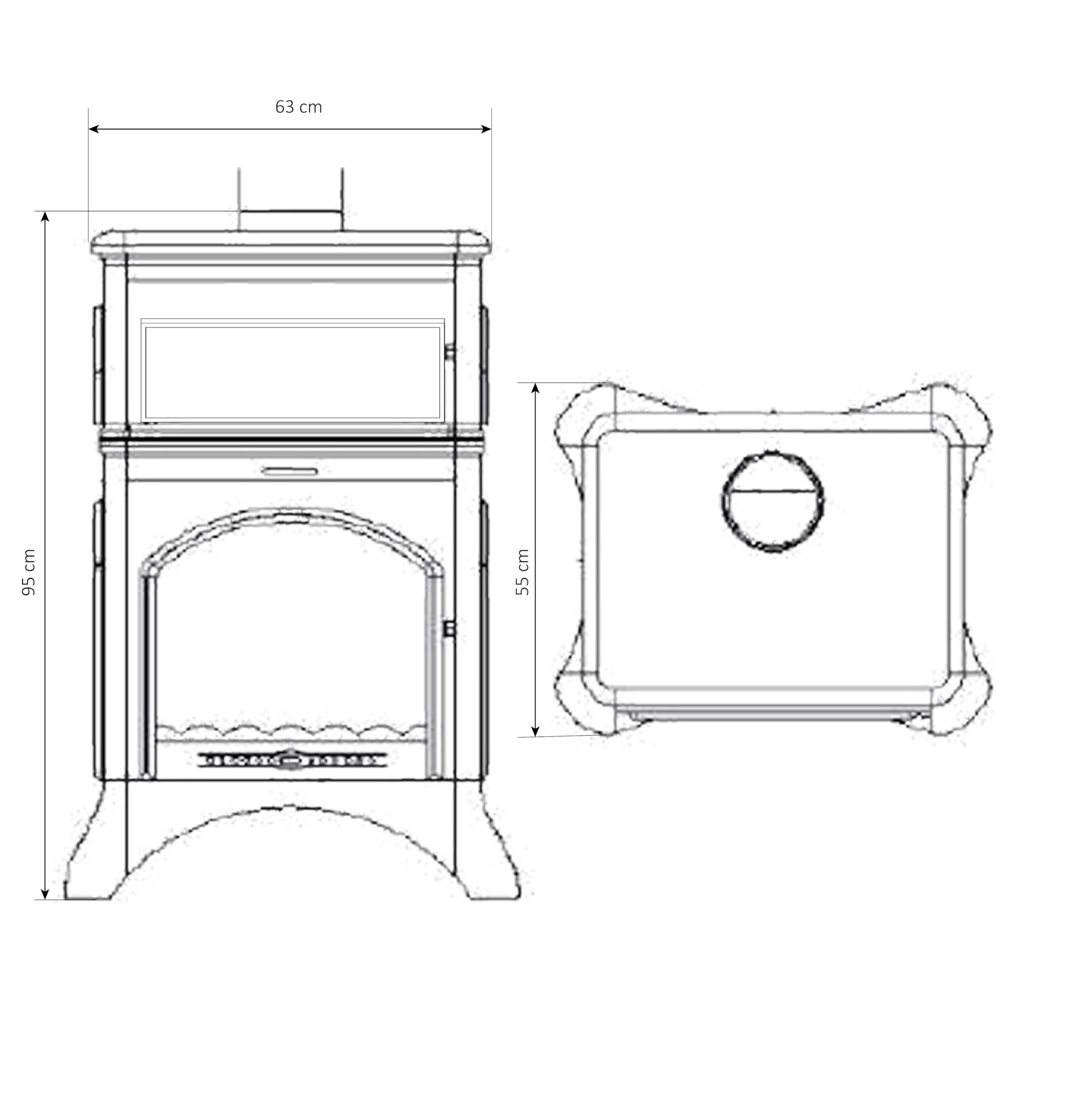 EIDER Poêle à bois 18,33 kW Cuella Iron Four 100 x 44 x 55 cm 277 m³ Classe A Fonte triple vision