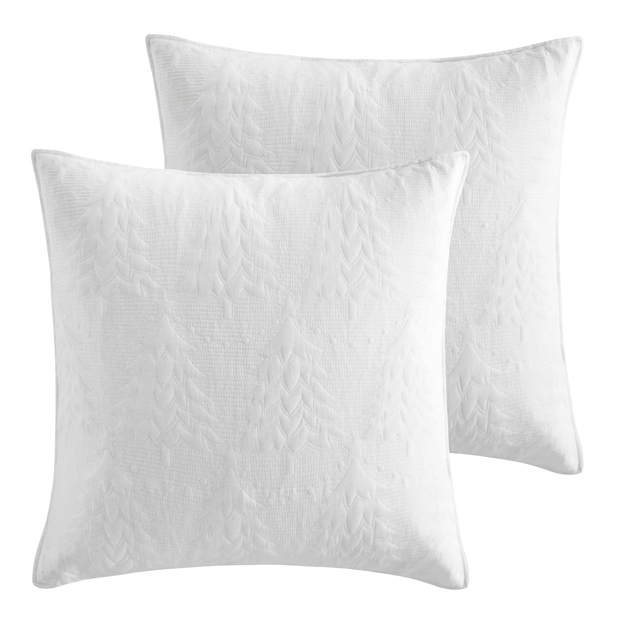 Fundas Euro Sham O Christmas Tree de 26x26 pulgadas reversibles de algodón gris y blanco