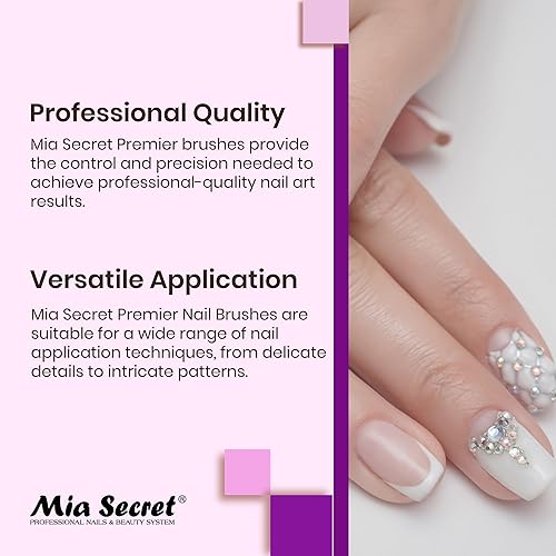 Miniatura 7 de Mia Secret Cepillos de uñas prémium 100 % Kolinsky hechos en Estados Unidos, pinceles de arte de uñas Prenium (rosa, 10 OR-2 OR)