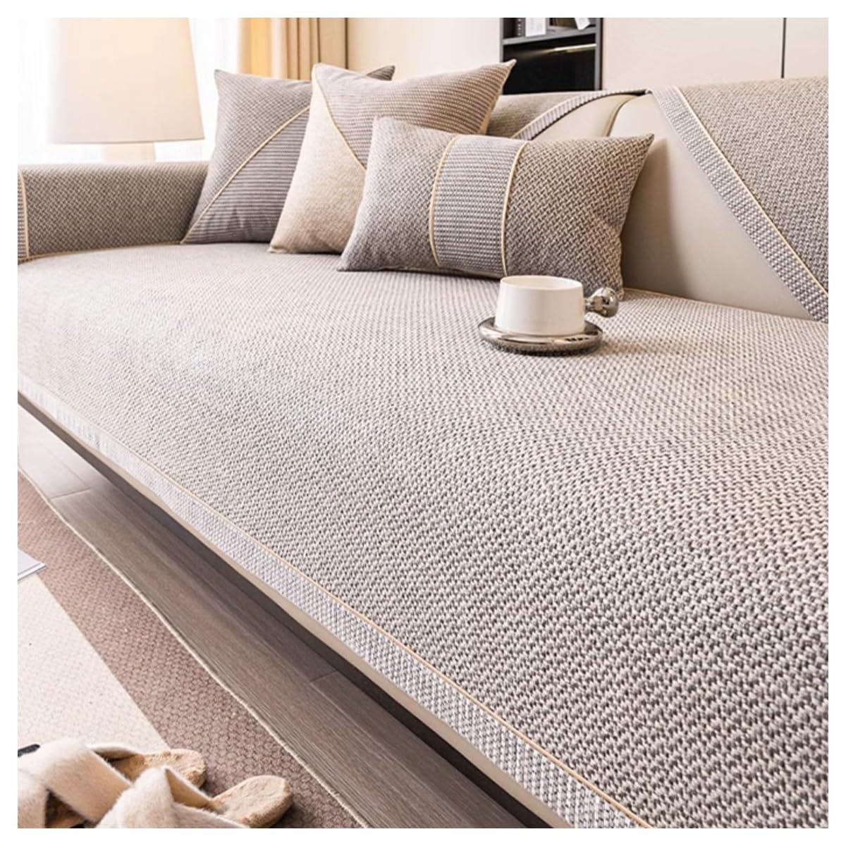 Housse de coussin de canapé douce et antidérapante en coton