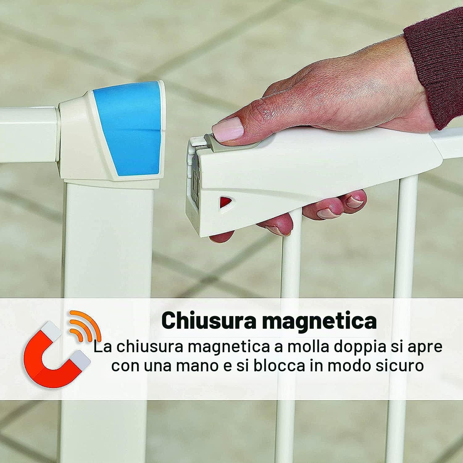 MidWest Homes for Pets Cancello per animali domestici in acciaio con striscia fosforescente; cancello per animali domestici in acciaio alto 99,06 cm da 73,66 cm a 96,52 cm di larghezza, bianco morbido