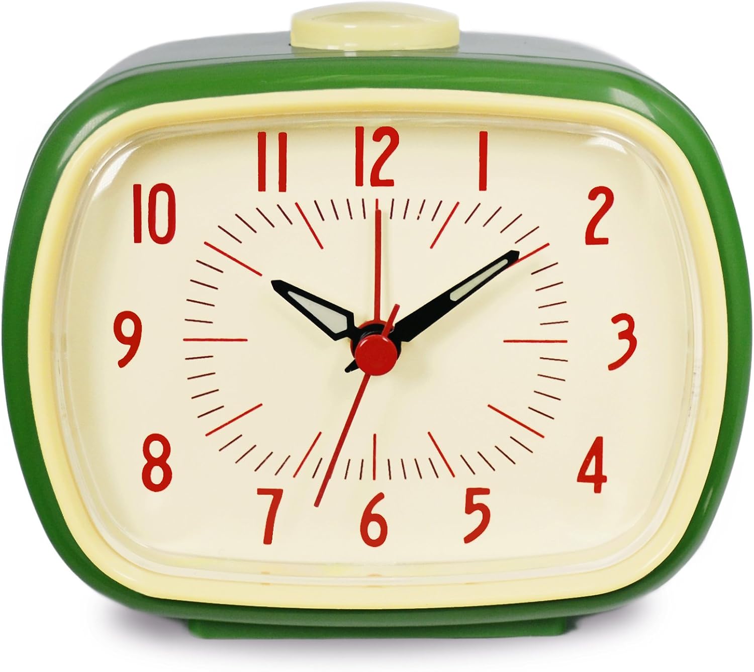 Slash Vintage Retro Old Fashioned Quiet Non-Ticking Sweep Second Hand, Quartz Analog Desk Clock, Battery Operated, Loud Alarm (Emerald Green)