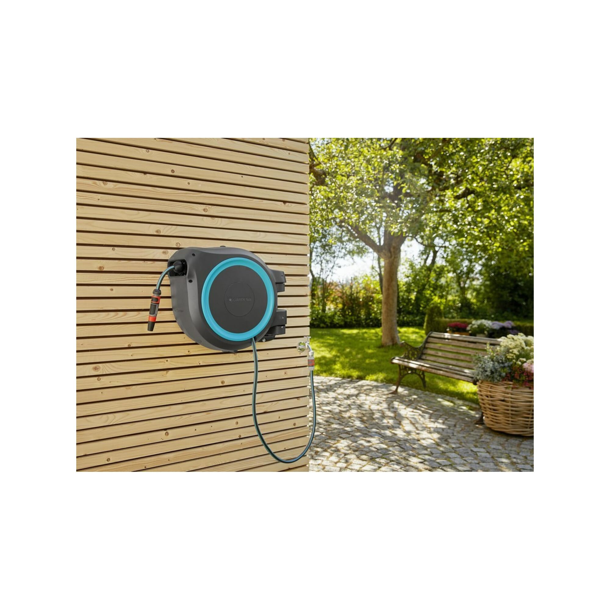 Gardena Wand-Schlauchbox türkis RollUp XL 35 m Multibrause 18313