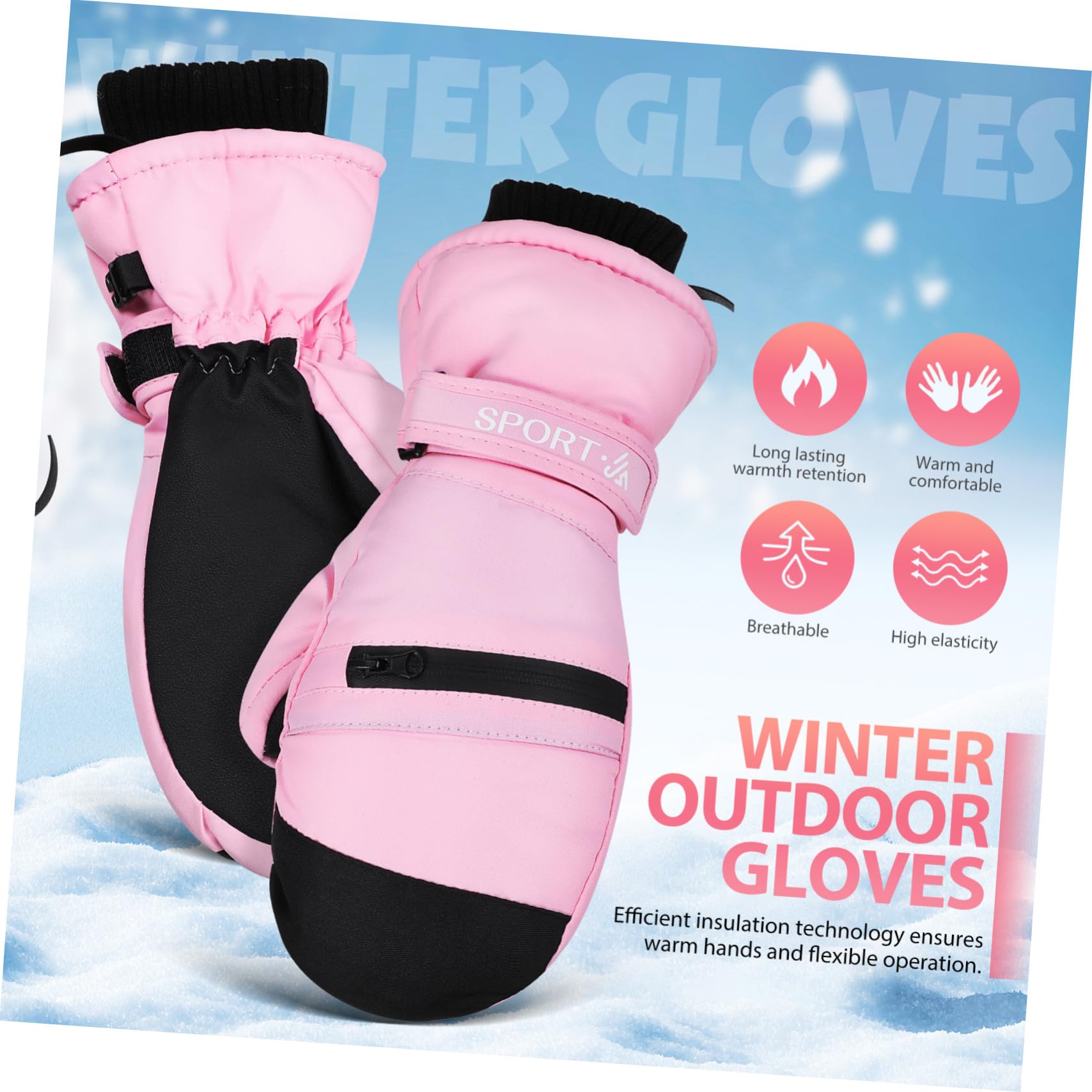 Toyvian Guantes de Invierno para Mujer Impermeables y Térmicos Guantes Cálidos para Actividades Compatibles con Pantalla Táctil Talla para Esquí Snowboard de Perros y Running