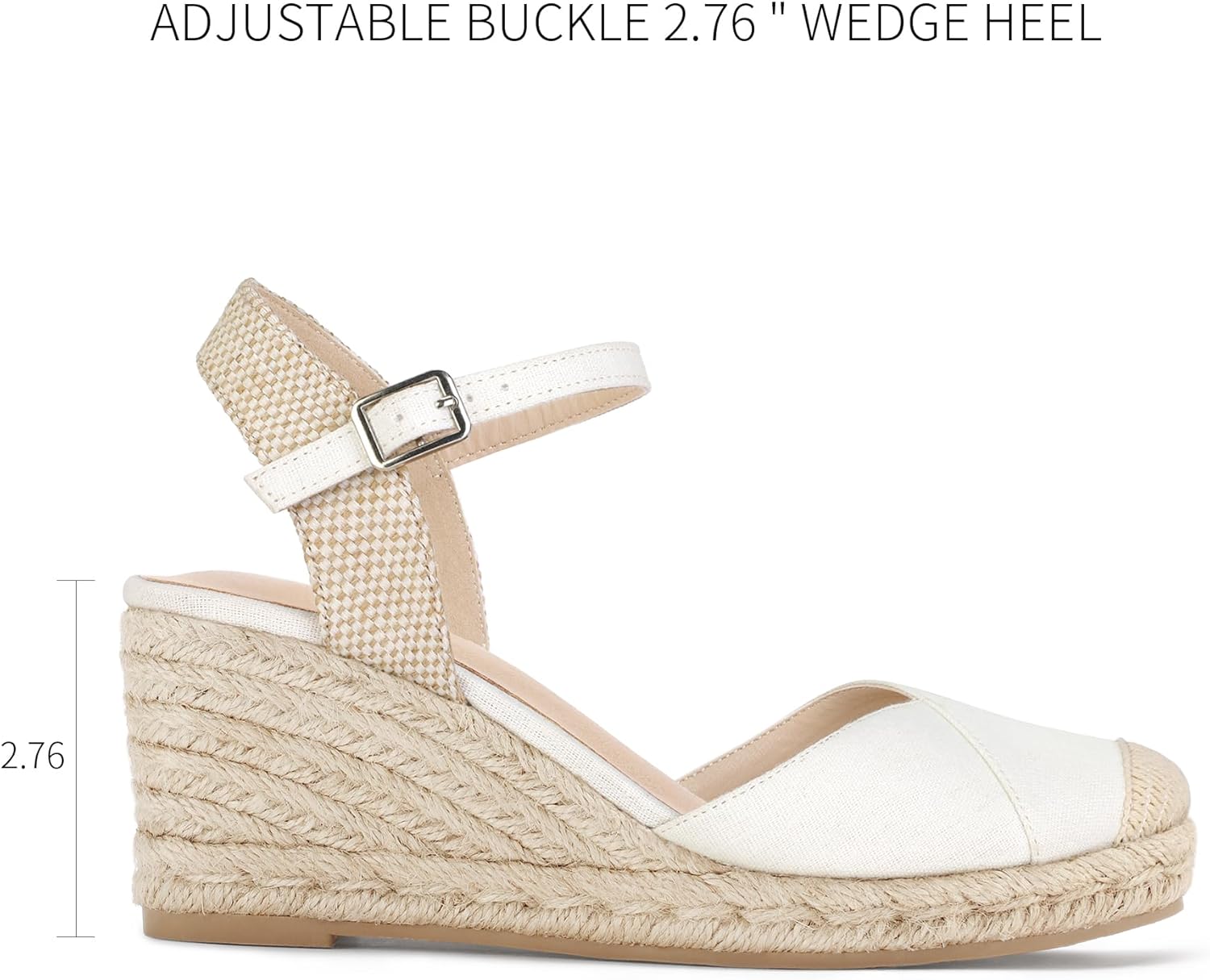 Women's Closed Toe Platform Sandals Summer Buckle Ankle Strap Espadrilles Wedge Sandals - Image 3