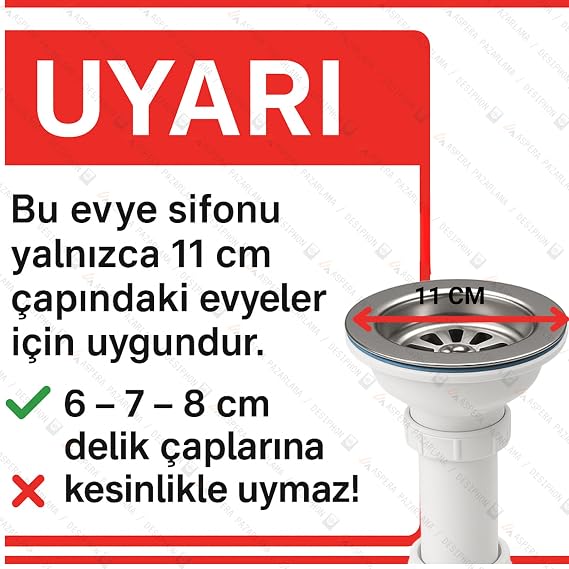 Garbage Sink Siphon, 11cm Side Overflow, Ø32 Outlet, Anti-Smell, Durable, White, PVC Material, For Kitchen Sink