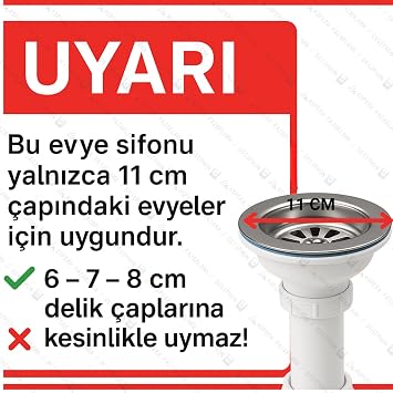 Garbage Sink Siphon, 11cm Side Overflow, Ø32 Outlet, Anti-Smell, Durable, White, PVC Material, For Kitchen Sink