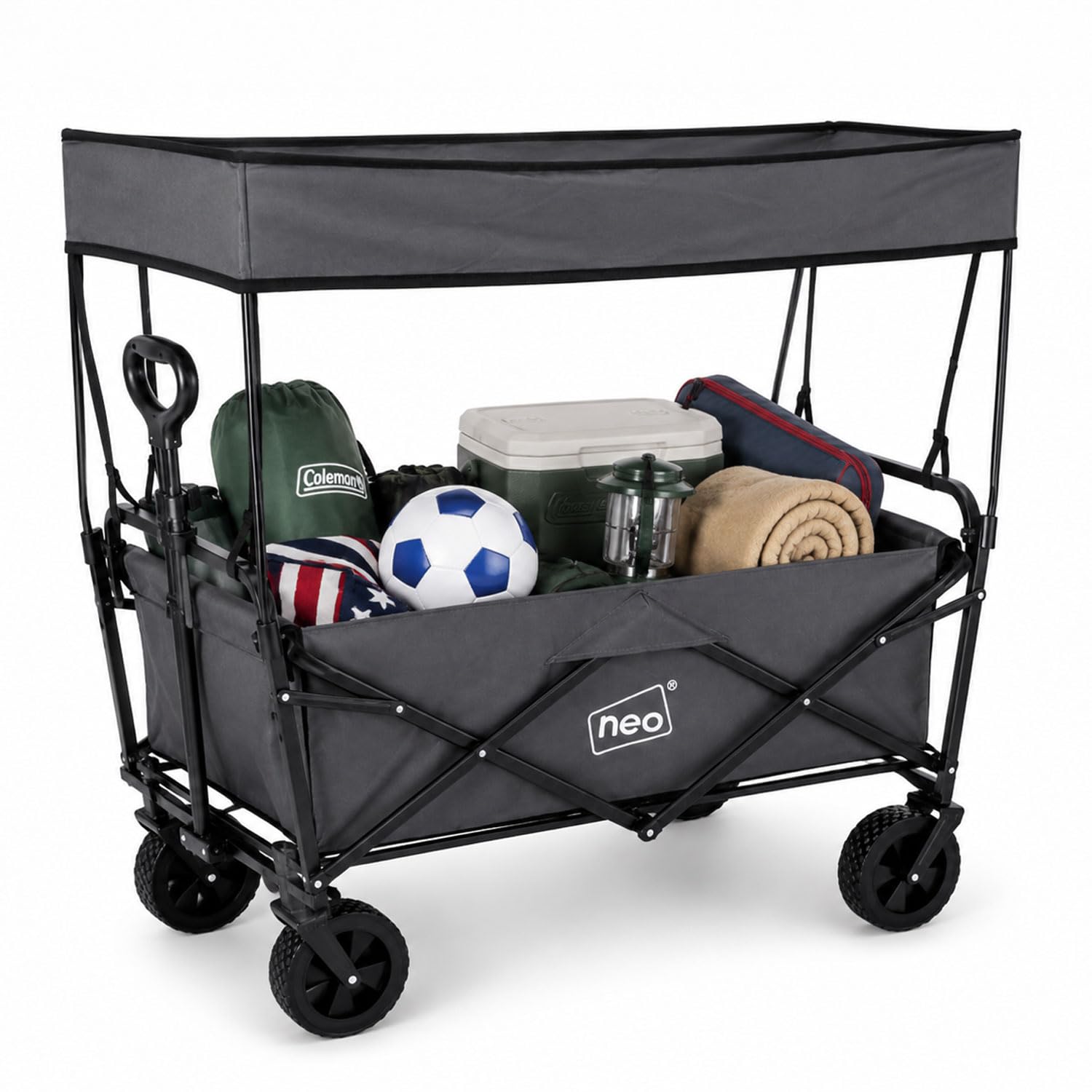 Neo Folding Wagon Canopy Garden Cart 140L 120kg (Grey)