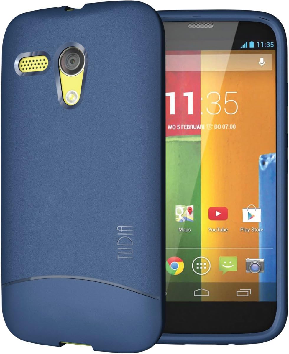 TUDIA Full-Matte Arch TPU Bumper Protective Case for Motorola Moto G Smartphone (2013 1st Gen Only) (Matte Blue)