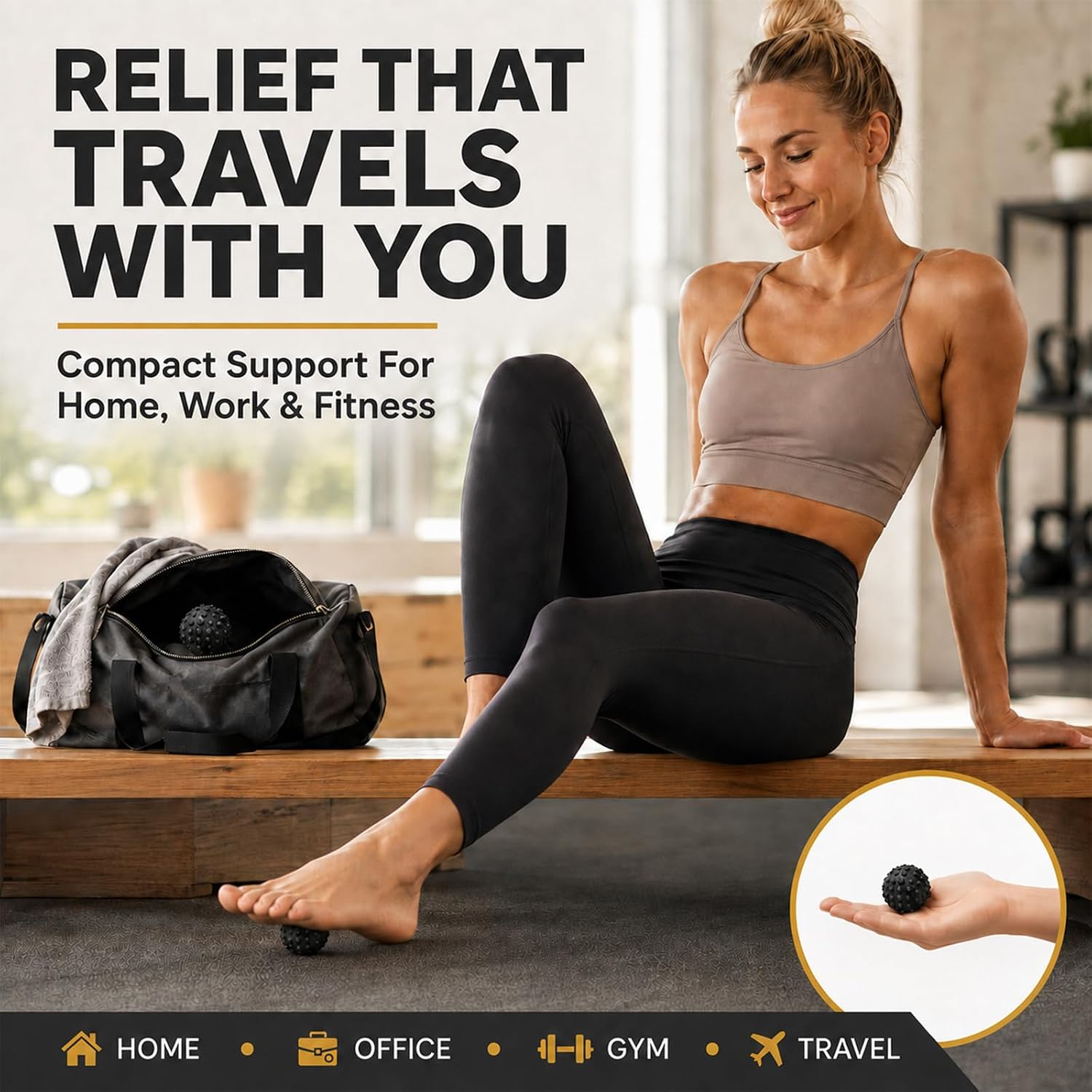 Foot Massage Ball Deep Tissue Myofascial Release Tool for Plantar Fasciitis Relief Portable Acupressure Roller for Tight Muscles Fascia Ball for Home Office Gym Travel Black