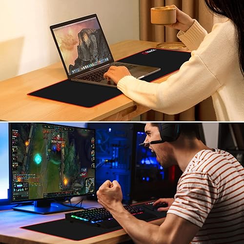 Miniatura 7 de GLTECK - Alfombrilla de ratón grande para juegos tamaño XXLextendida 36 x 12 pulgadas alfombrilla de ratón larga antideslizante almohadillas de goma