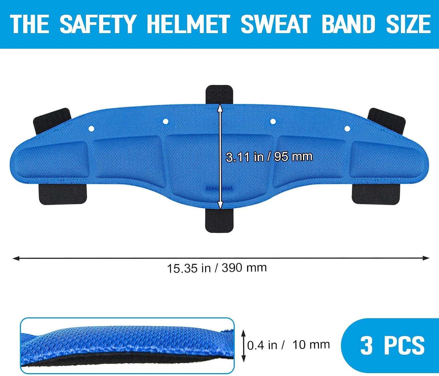 Hard Hat Sweatbands, Sweat Band for Safety Helmet, Washable Hard Hat Cooling Liner Accessories, Suspension Padding Replacement for Chill-Its 6611, Reusable Moisture Wicking Headband, Blue, 3 PCS