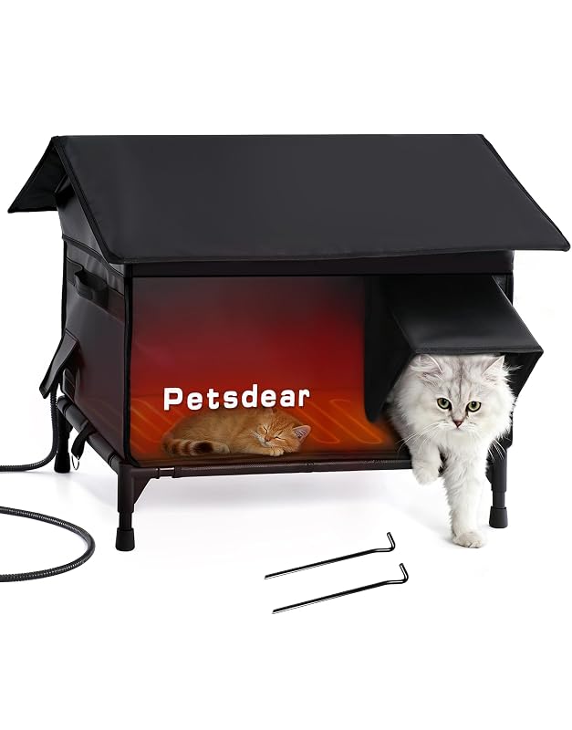 Casa Aquecida para Gatos Petsdear com Estrutura Impermeável para Múltiplos Gatos Grande