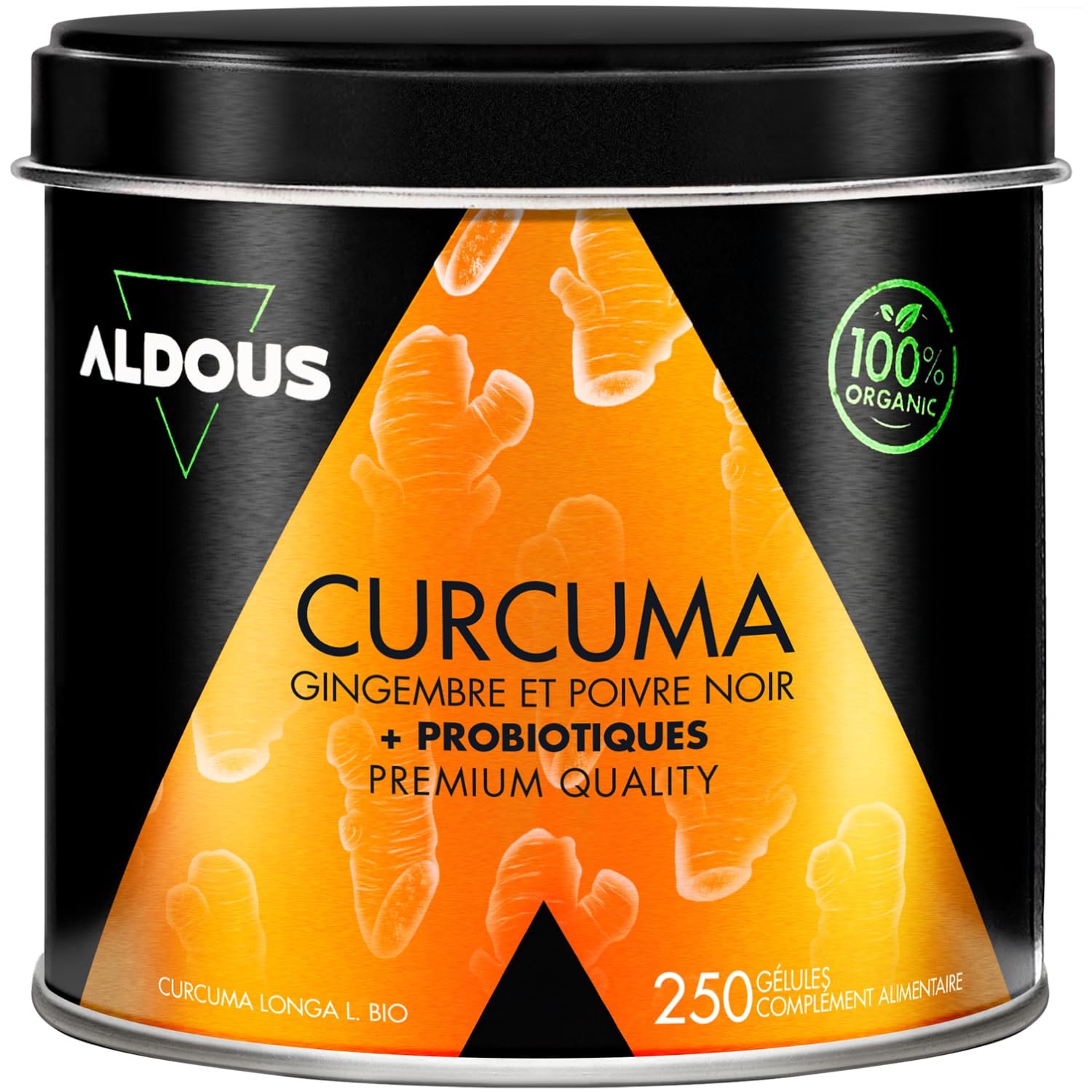 250 Gélules PROBIOTIQUES + Curcuma BIO au Gingembre et Poivre Noir - 1460mg - Curcuma à base de Curcumine et Pipérine - Anti-inflammatoire Naturel - Formule Avancée - Certifié Bio - ALDOUS