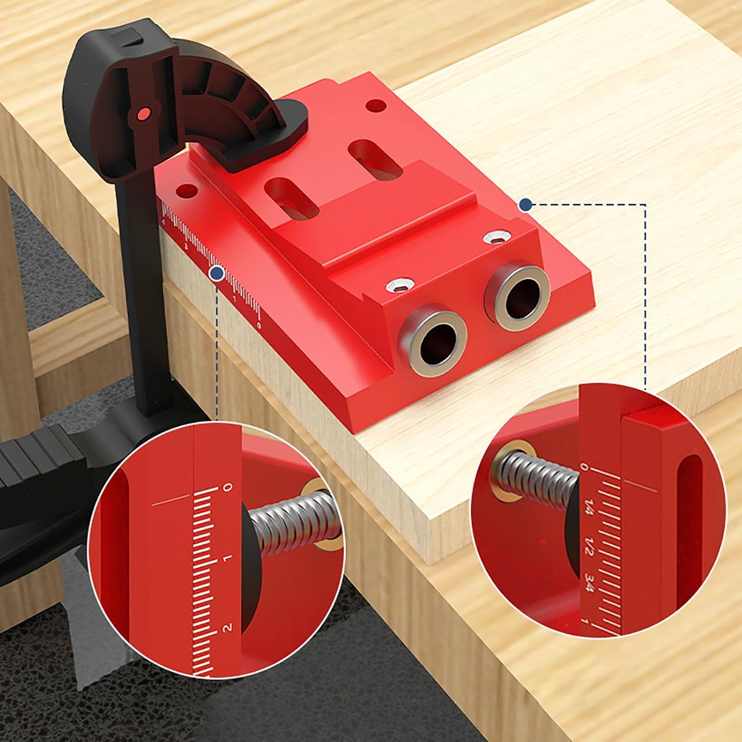 3 in 1 Doweling Jig Drill Kit Dowel Jig Adjustable Drilling Guide Puncher Locator for Wood Working Furniture Repair Scale Hole Puncher