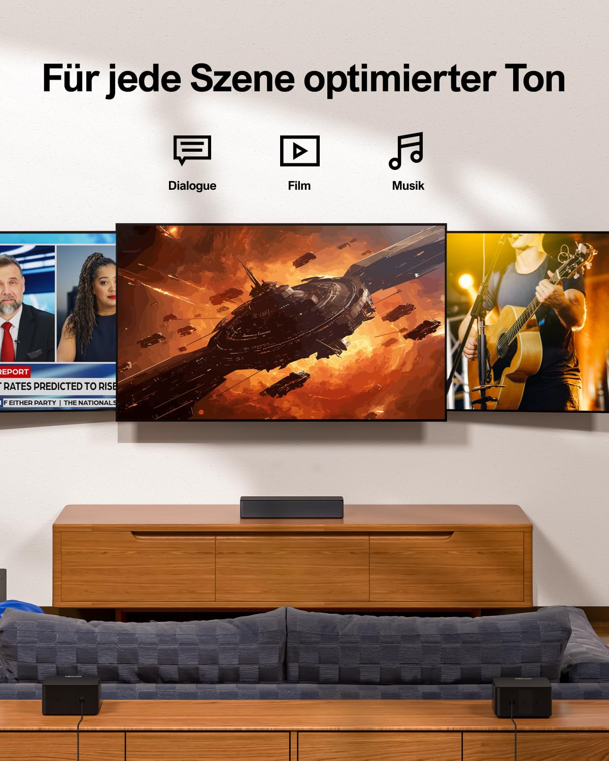 ULTIMEA 5.1 Soundbar mit Dolby Atmos, 3D Surround Sound System, Soundbar für TV Geräte mit Subwoofer, 2 Rear-Lautsprechern, Sound bar Bluetooth® 5.3 mit Einstellbarem Bass, Poseidon D60
