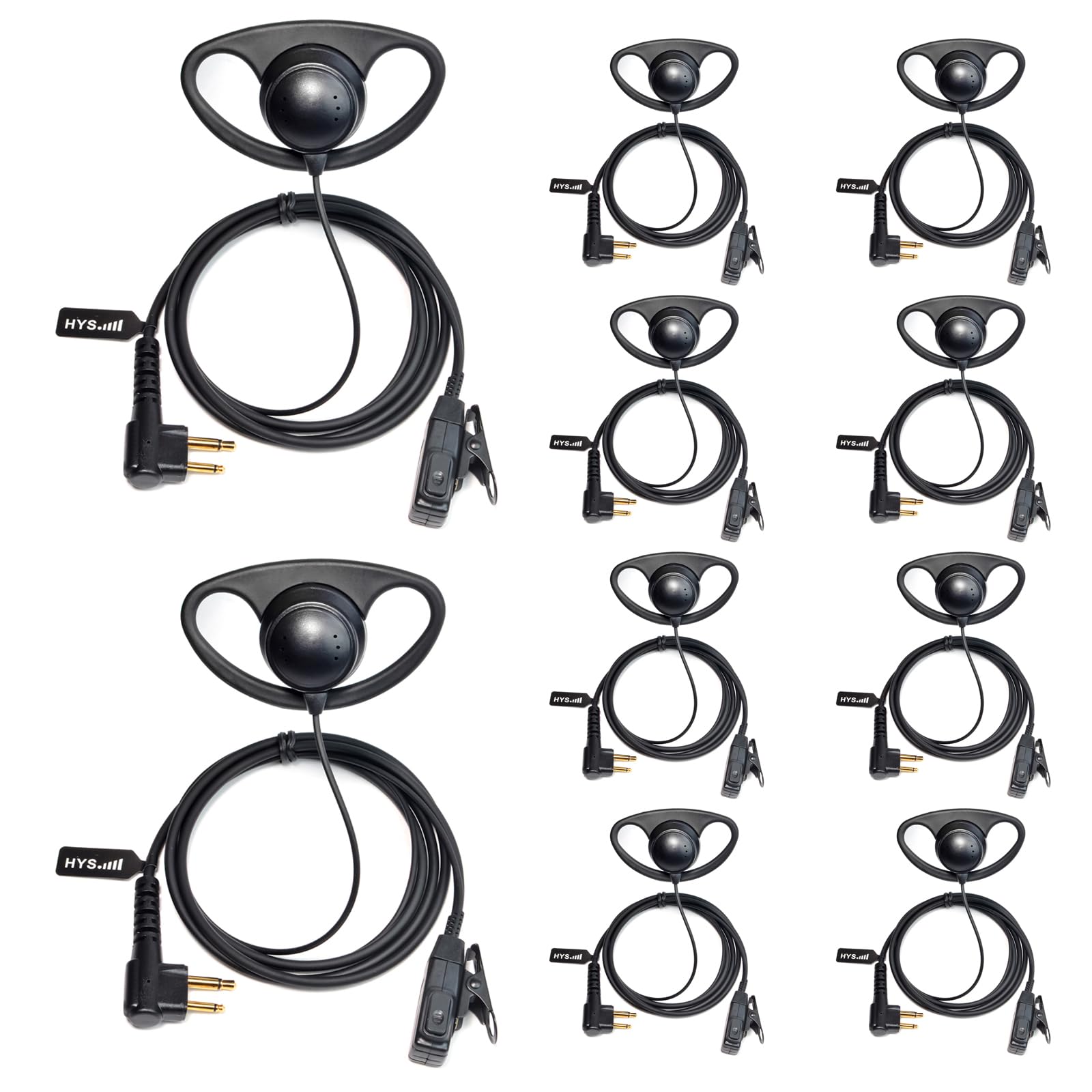 HYS Oreillette Écouteur en Forme de D en Forme de D PPT pour la sécurité de la Police Compatible avec Motorola CP040 CP140 Hytera Midland Radio bidirectionnelle (D10M-10)