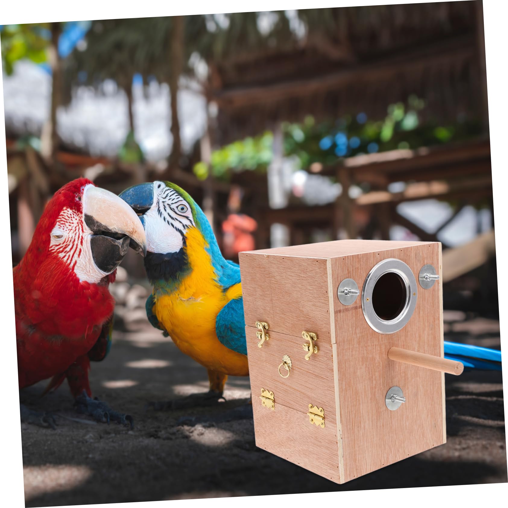 HEMOTON Nichoir pour Perroquets Suspendu Abri Confortable et Isolant Boîte de Nidification Durable pour Petits Oiseaux Extérieur Accessoire Cage Externe pour Perroquets et Inséparables