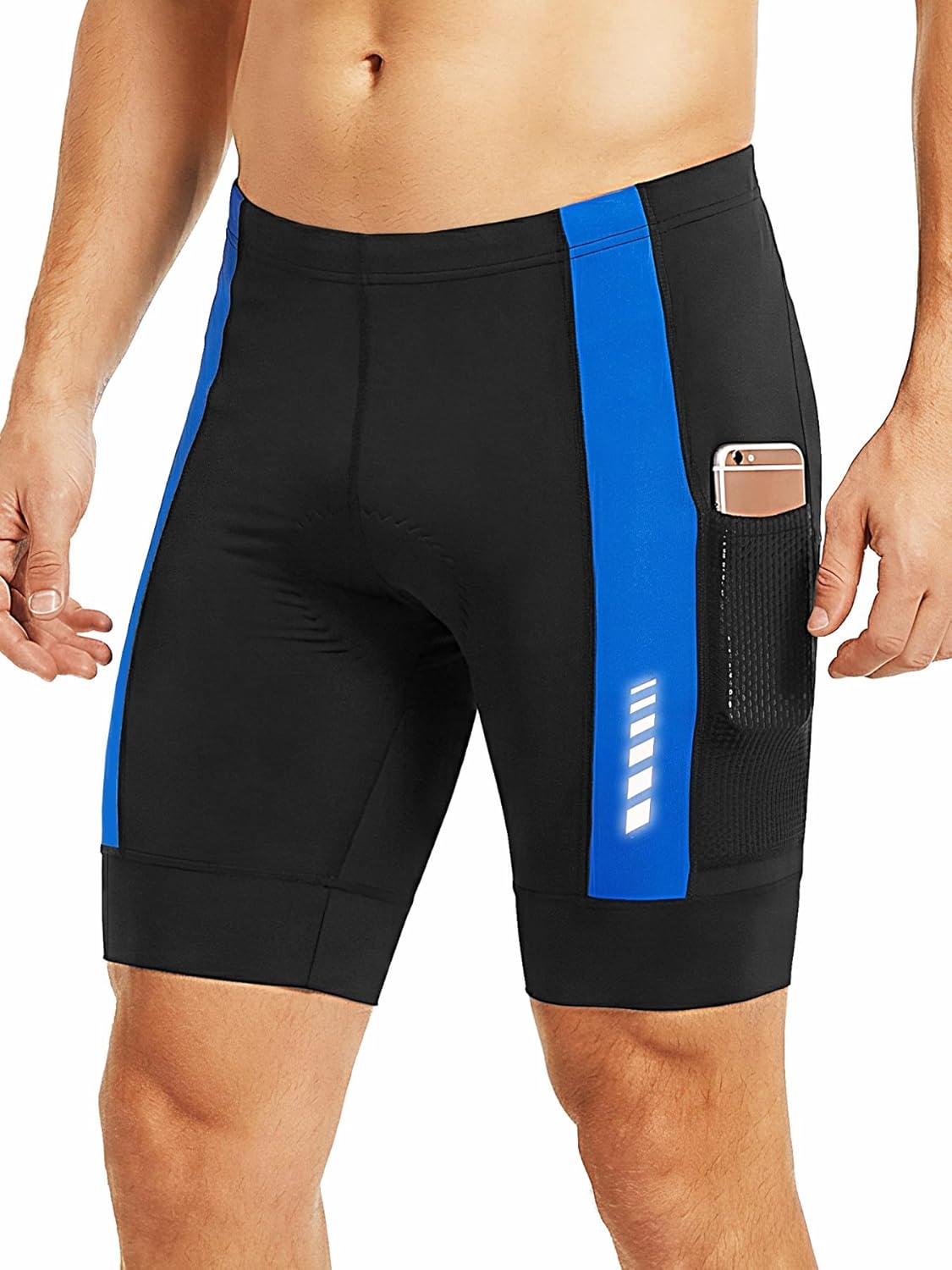 Men's Triathlon Shorts for Swim Bike Run, No Ride-Up Grip, Quick-Dry 4-Way Stretch, Training Tri Shorts with Mesh Pockets