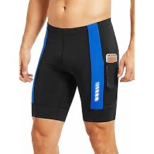 Mens Triathlon Shorts for Swim Bike Run, No Ride-Up Grip, Quick-Dry 4-Way Stretch, Training Tri Shorts with Mesh Pockets