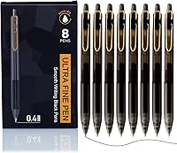 Vista 1 de 0.4mm Ultra Fine Point Gel Pen - Quick-Dry Black Ink & Smudge-Free Rollerball for Precise Writing, 8 Count