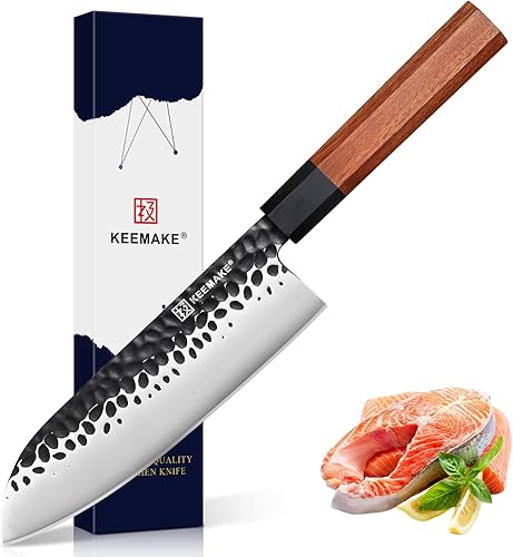 Miniatura 20 de KEEMAKE Cuchillo de pelar japonés de 4.5 pulgadas, cuchillo de cocina pequeño japonés de acero inoxidable 440C, cuchillo de frutas afilado con mango