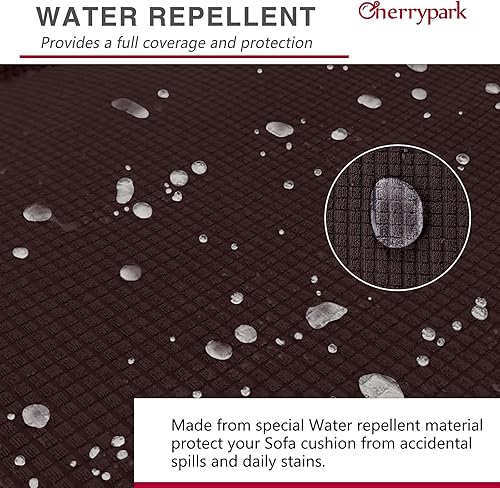 Miniatura 3 de Cherrypark - Funda para sofás de 2 plazas, universal, con alta elasticidad, impermeable, antideslizante, con dobladillo elástico, protector de