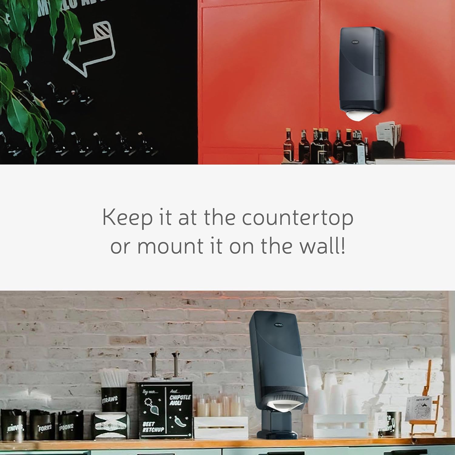 EZ-Pull Stand Interfold Napkin Dispenser for Restaurants, Stand or Wallmount V-fold, Pearl Black 4400B-EZ