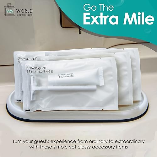 Miniatura 5 de World Amenities Kit de afeitado (Clear Frosted Sachet) - Servicios del hotel 288 unidades - Incluye maquinilla de afeitar de hoja doble y crema de