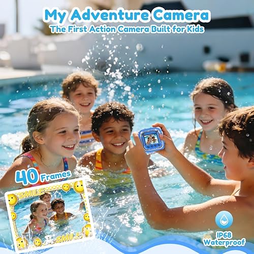 Miniatura 2 de PROGRACE Cámara impermeable para niños, cumpleaños para niños de 3 a 12 años, cámara de video submarina HD 1080P para niños, juguetes de piscina