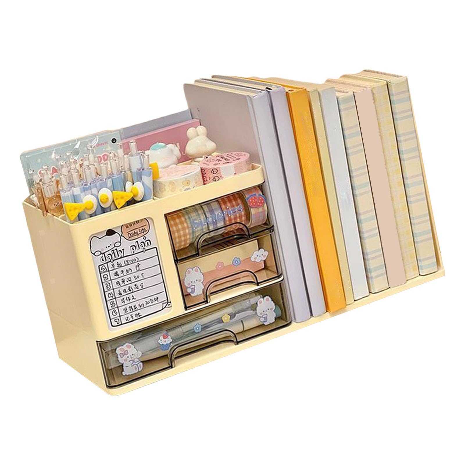 Multifunctional Desktop Book Holder Build in Storage Compartments for Efficient Workspaces Management Materials Desk Bookend with Storage Space