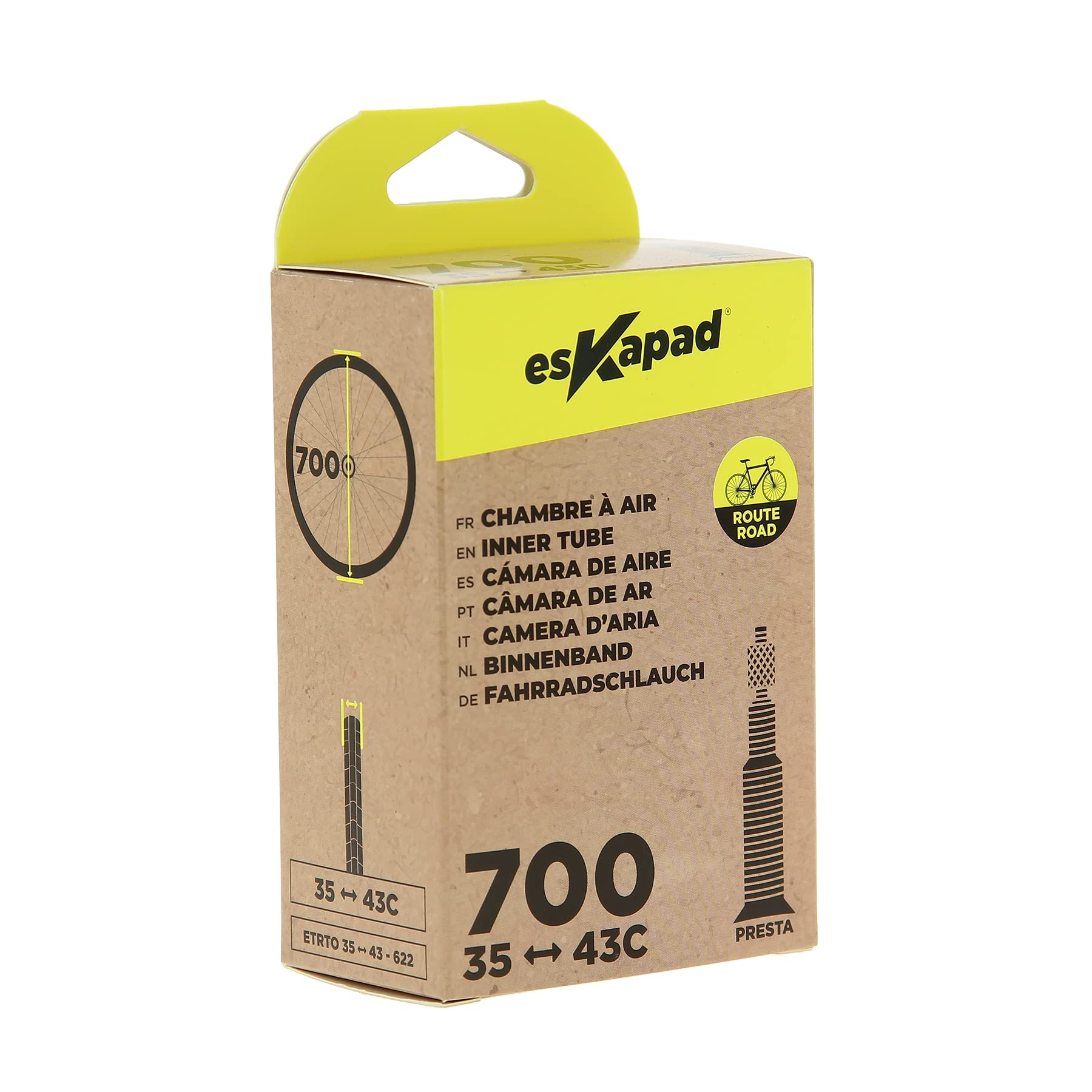 esKapad Road Bike Inner Tube 700 x 35/43C Presta Valve Unisex-Adult, Black, 700x35/43C - Image 4