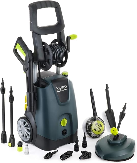 Norse SK135 High Power Pressure Washer 205 Bar / 3000 PSI Portable Electric Jet Washer Patio Car Garden & Driveway with a Range of Accessories